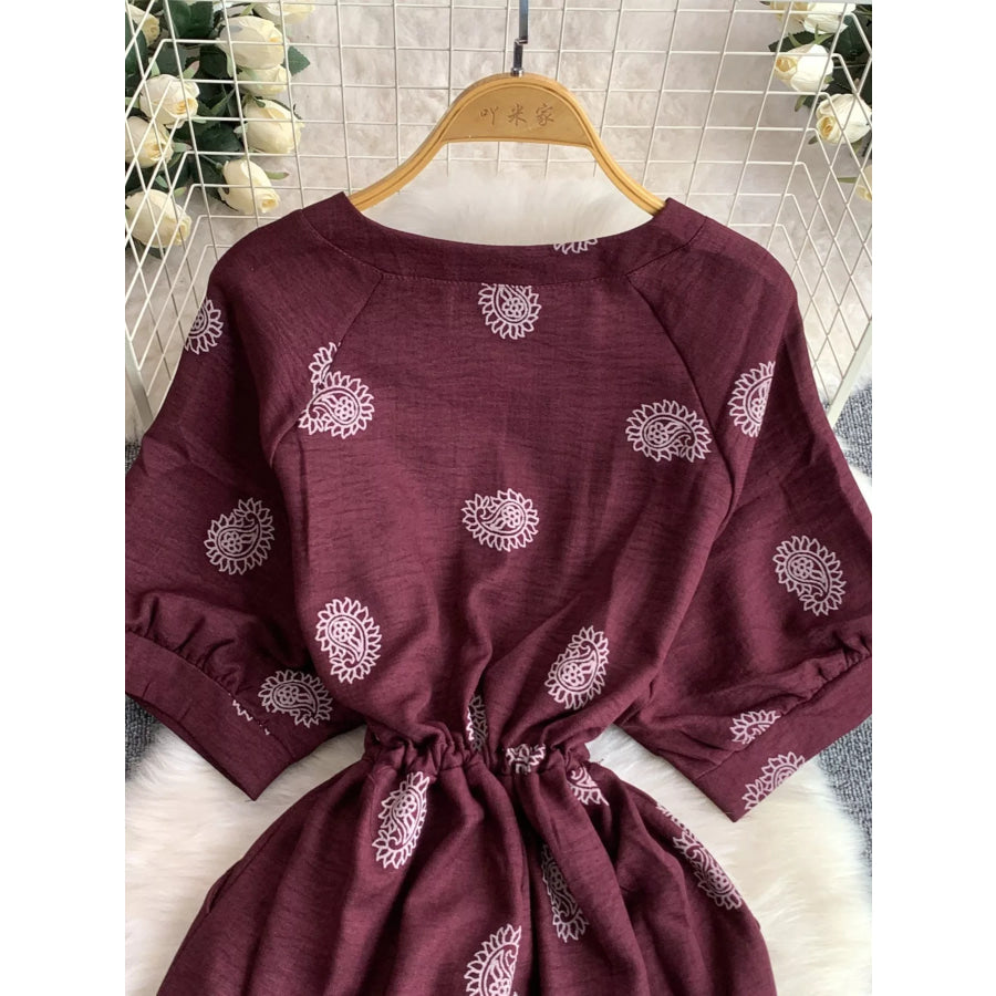 Printed Short Sleeve Wide Leg Jumpsuit Apparel and Accessories