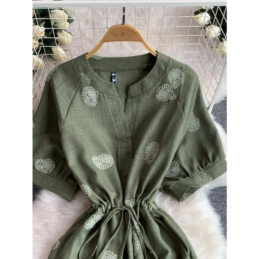 Printed Short Sleeve Wide Leg Jumpsuit Apparel and Accessories