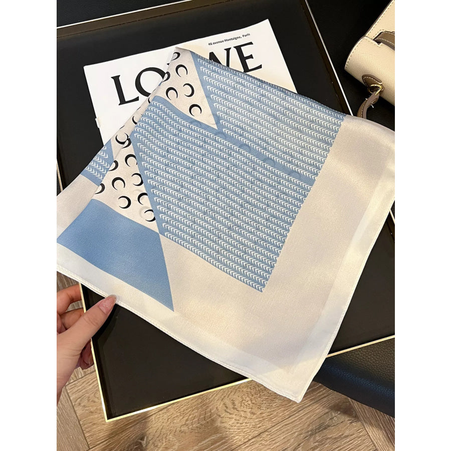 Printed Silk Square Scarf Light Blue / One Size Apparel and Accessories
