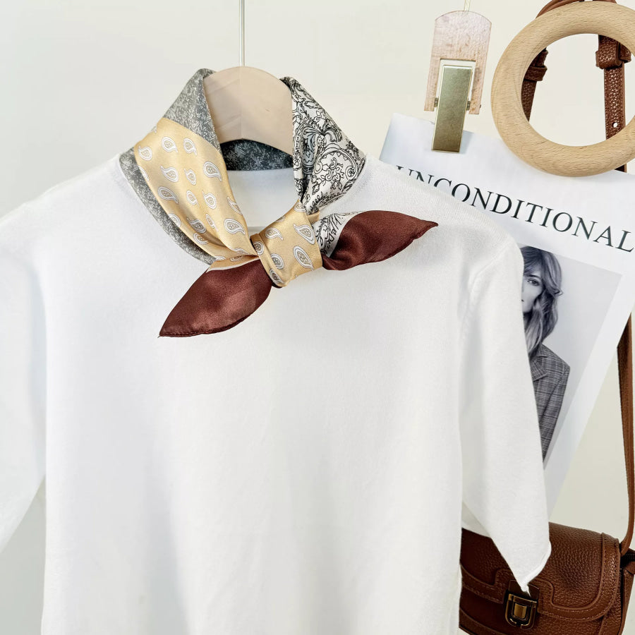 Printed Silk Square Scarf Taupe / One Size Apparel and Accessories