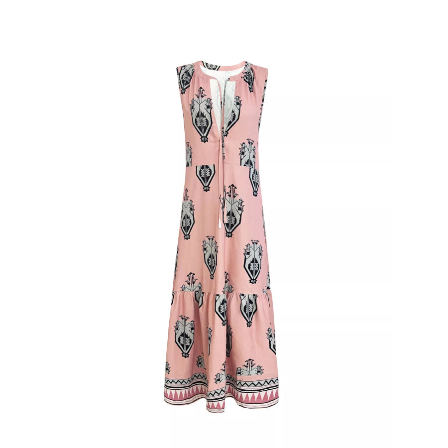 Printed Sleeveless Maxi Dress Apparel and Accessories