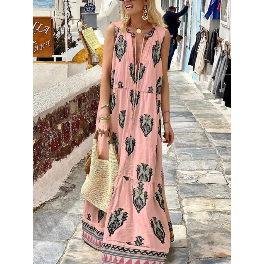 Printed Sleeveless Maxi Dress Apparel and Accessories