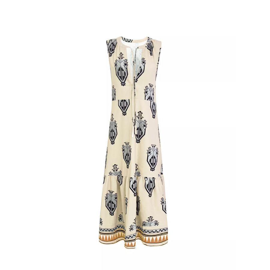 Printed Sleeveless Maxi Dress Apparel and Accessories