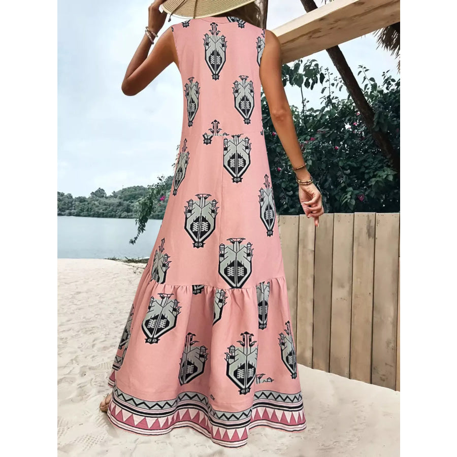 Printed Sleeveless Maxi Dress Apparel and Accessories