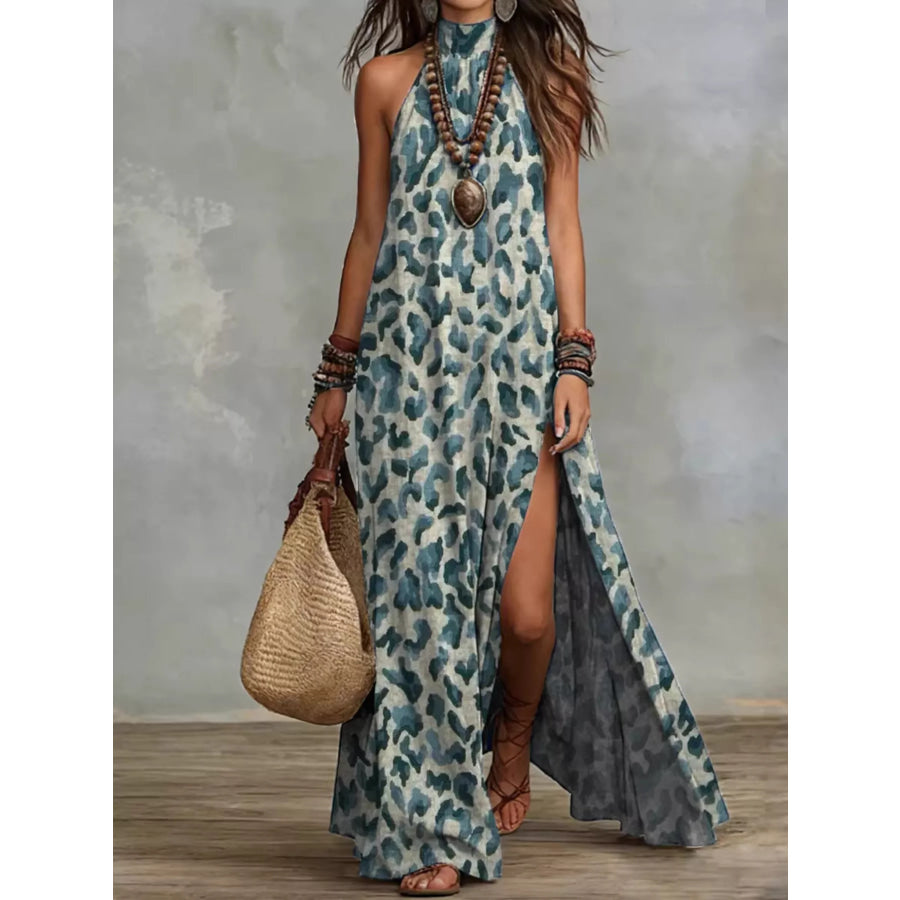 Printed Sleeveless Maxi Dress Leopard / S Apparel and Accessories