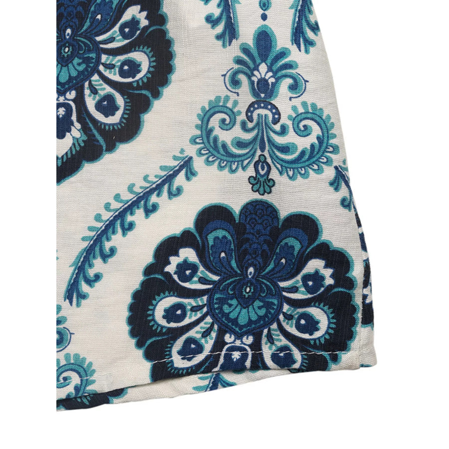 Printed Slit Sleeveless Maxi Dress Apparel and Accessories