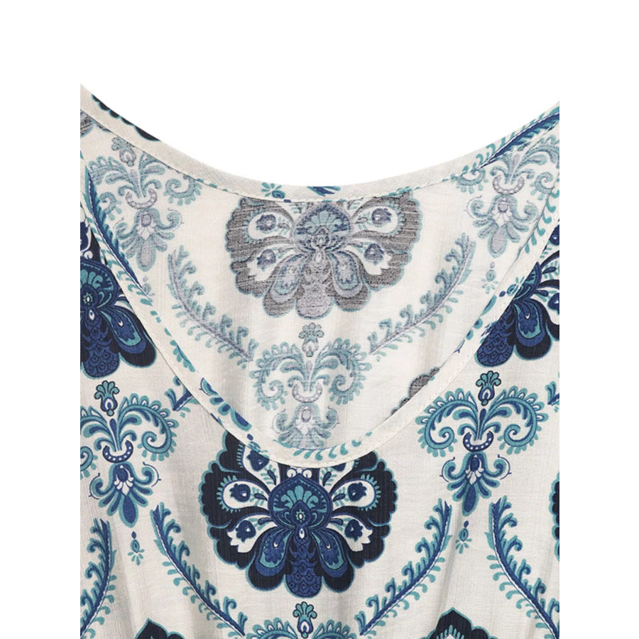 Printed Slit Sleeveless Maxi Dress Apparel and Accessories