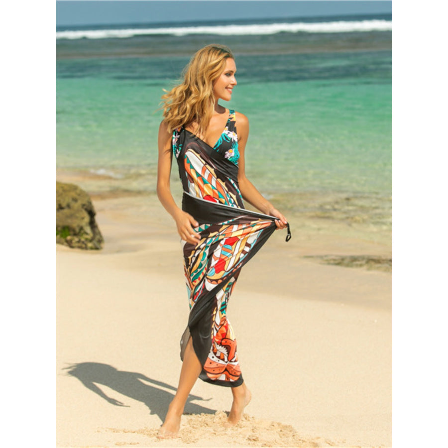 Printed Spaghetti Strap Cover Up Apparel and Accessories