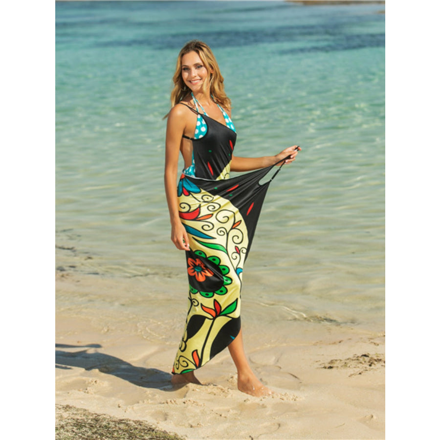 Printed Spaghetti Strap Cover Up Apparel and Accessories