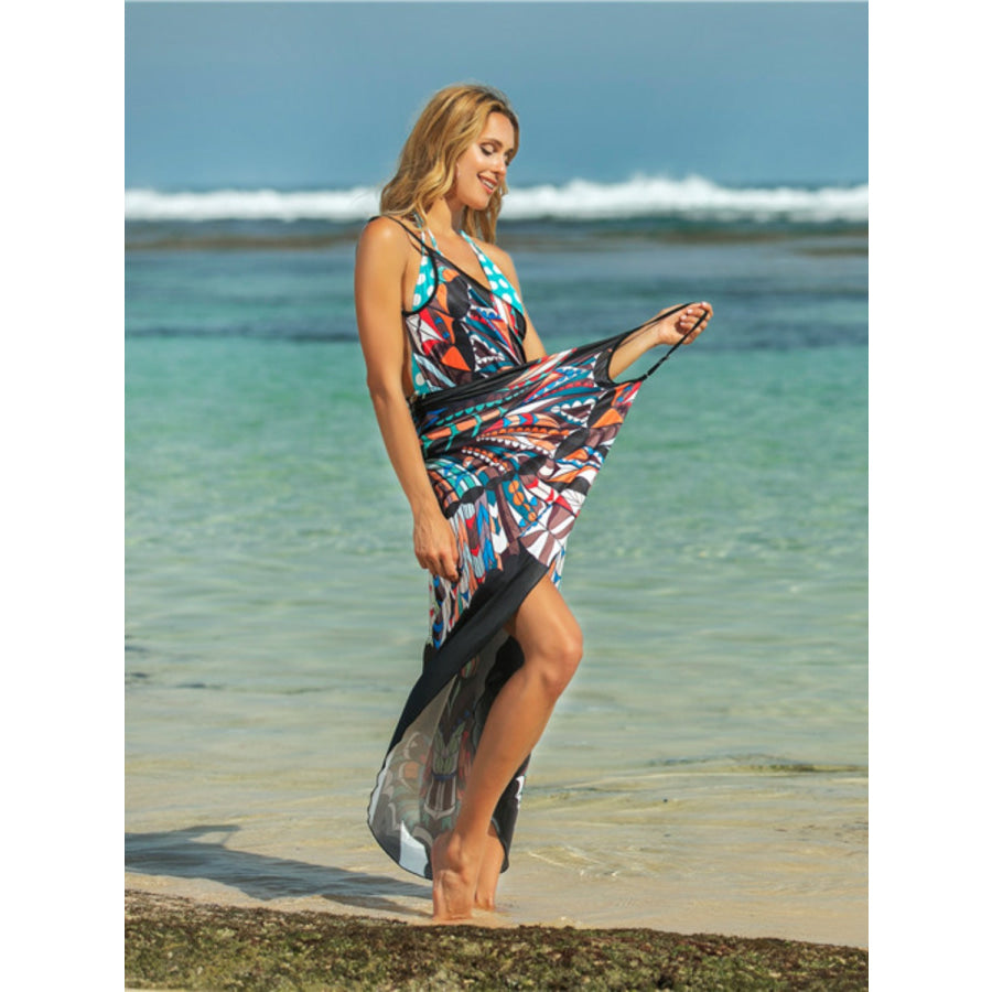 Printed Spaghetti Strap Cover Up Apparel and Accessories