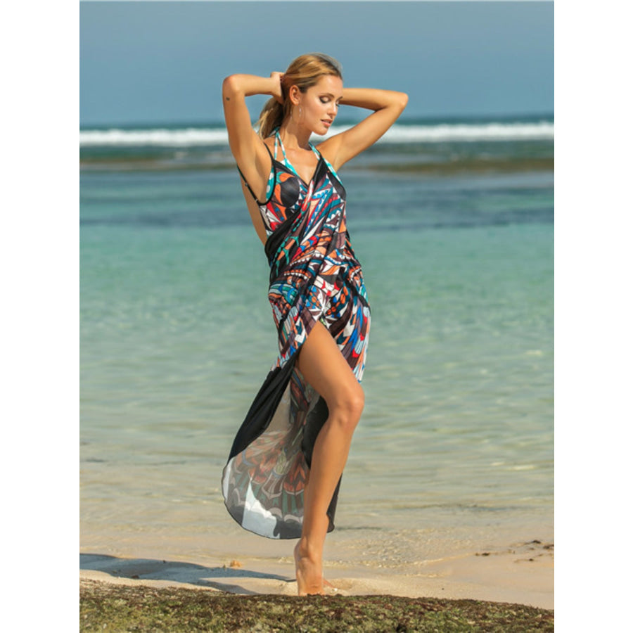 Printed Spaghetti Strap Cover Up Apparel and Accessories