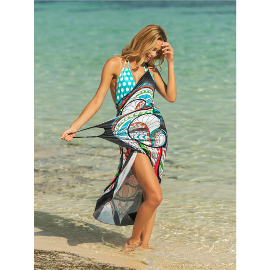 Printed Spaghetti Strap Cover Up Apparel and Accessories