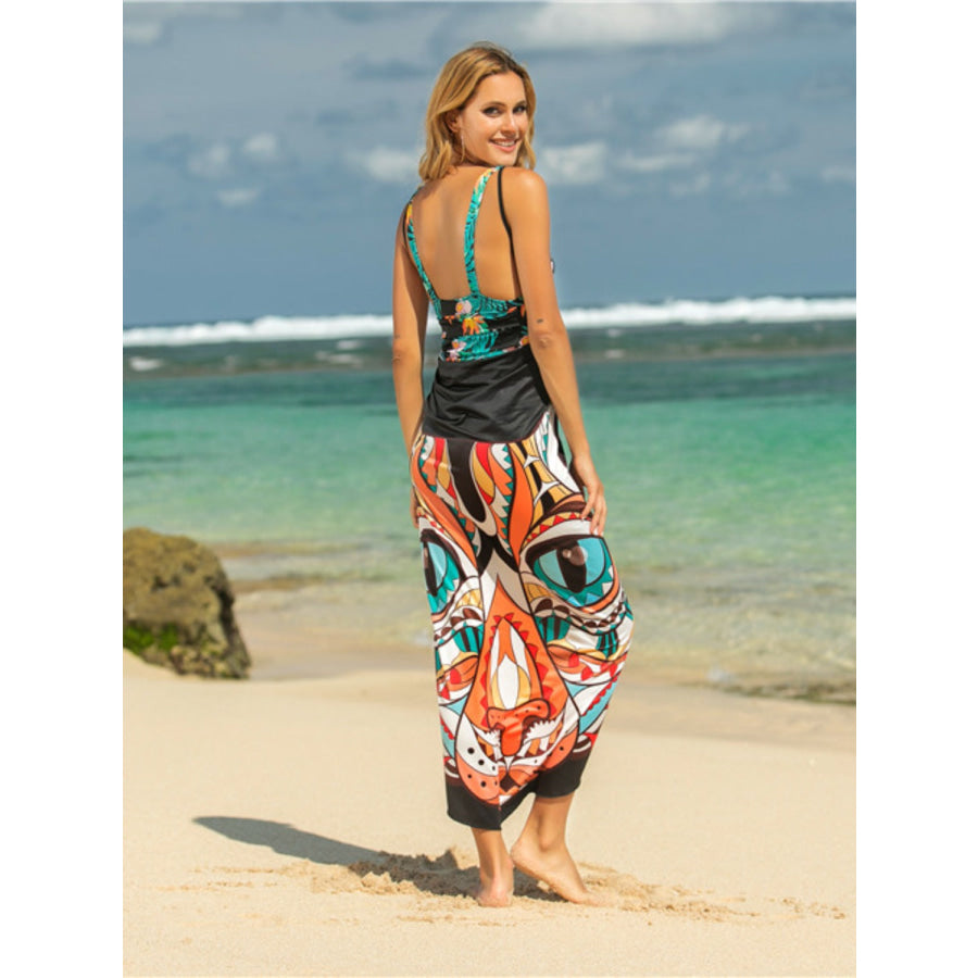 Printed Spaghetti Strap Cover Up Apparel and Accessories