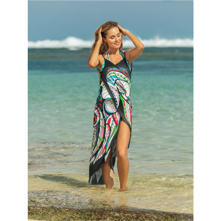 Printed Spaghetti Strap Cover Up Apparel and Accessories