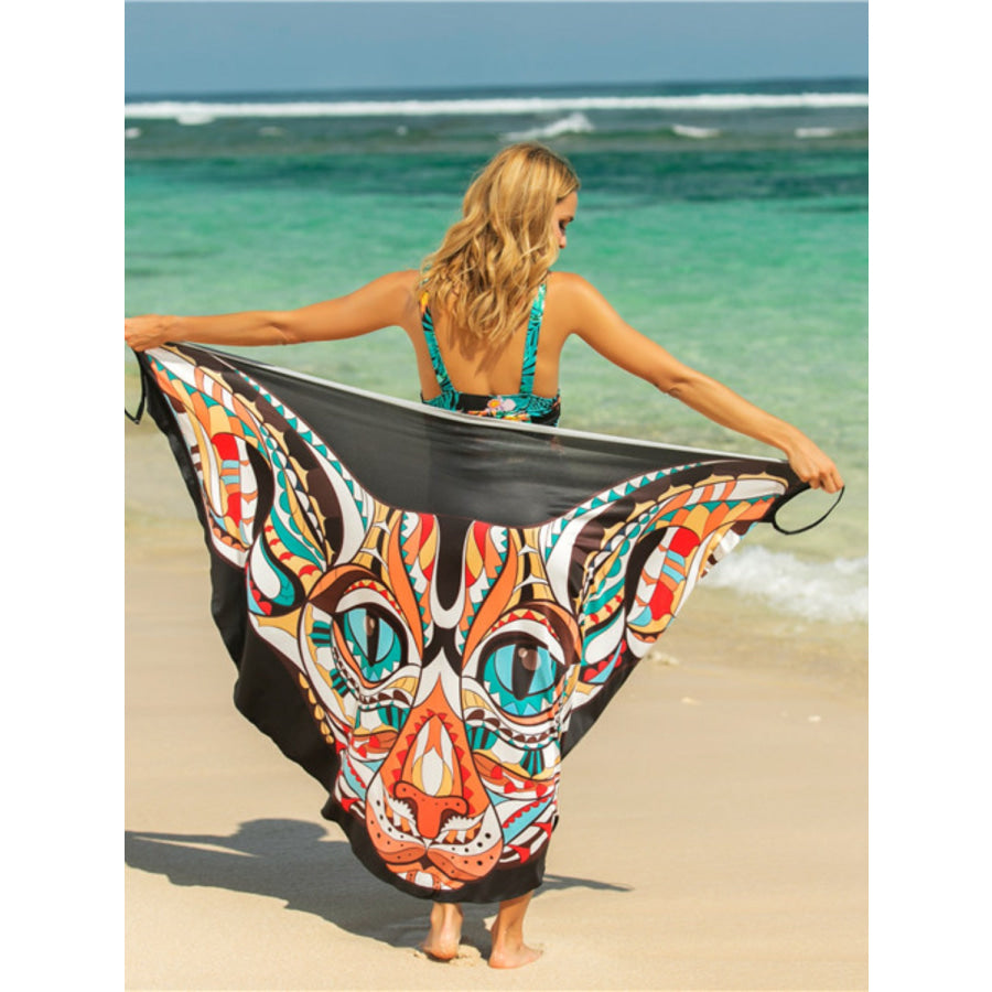Printed Spaghetti Strap Cover Up Orange / One Size Apparel and Accessories
