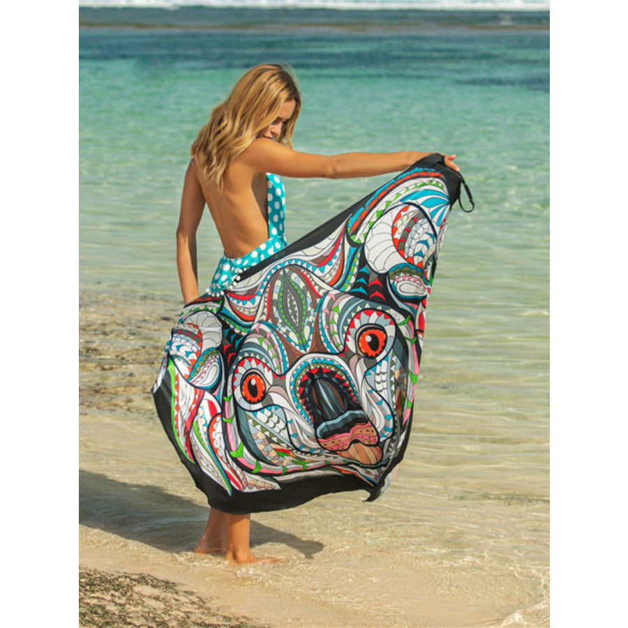 Printed Spaghetti Strap Cover Up Pastel Blue / One Size Apparel and Accessories