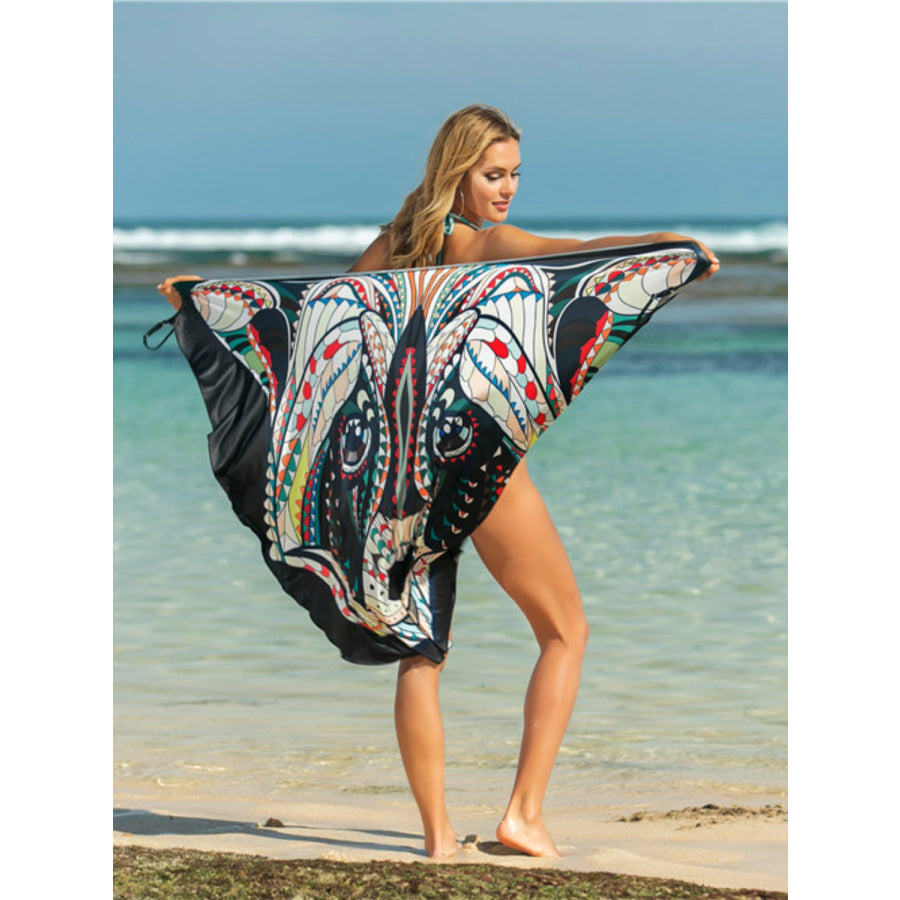 Printed Spaghetti Strap Cover Up Peach / One Size Apparel and Accessories