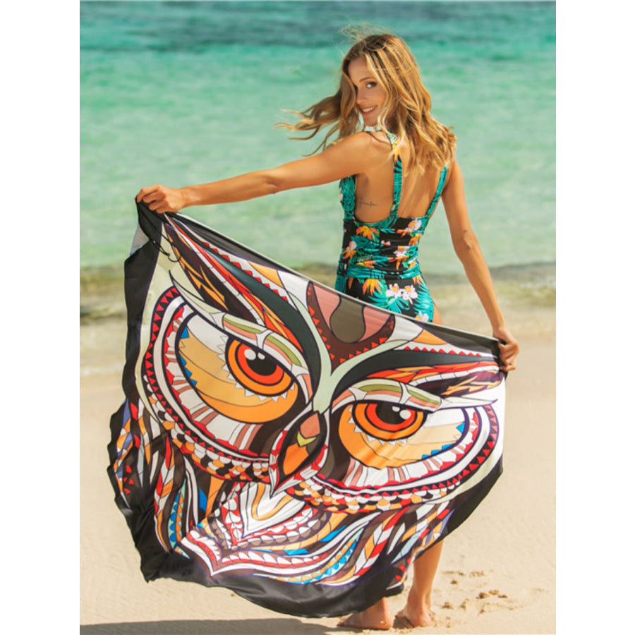 Printed Spaghetti Strap Cover Up Tangerine / One Size Apparel and Accessories