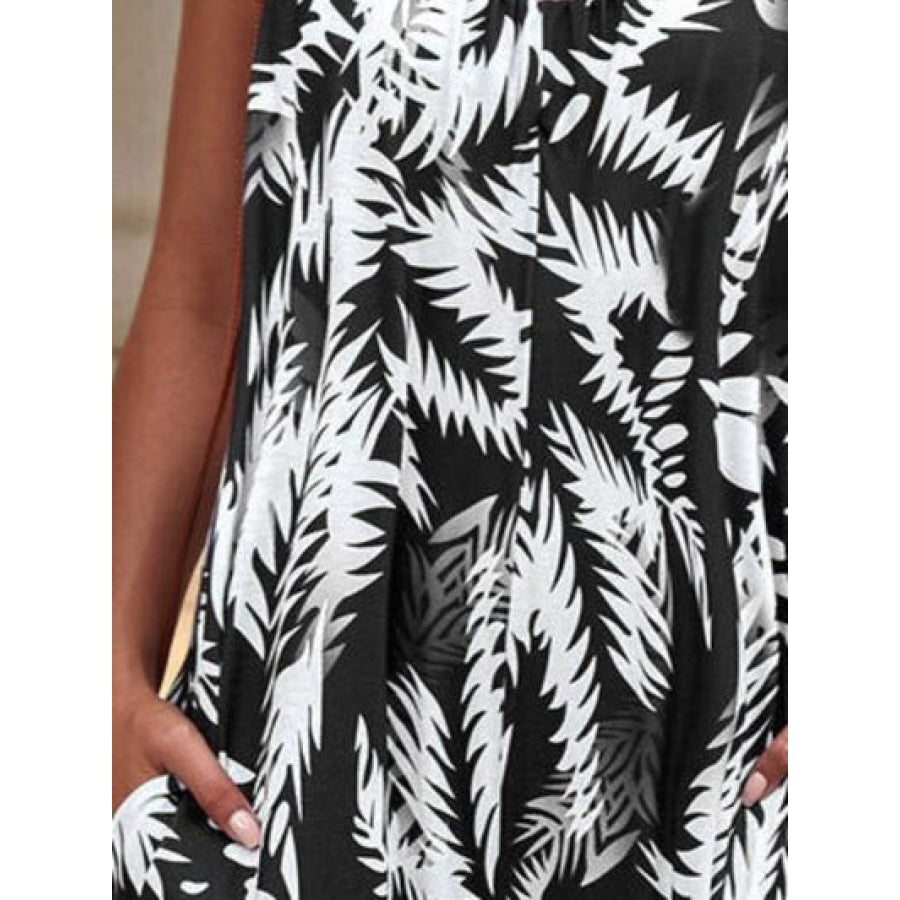 Printed Spaghetti Strap Jumpsuit with Pockets Clothing