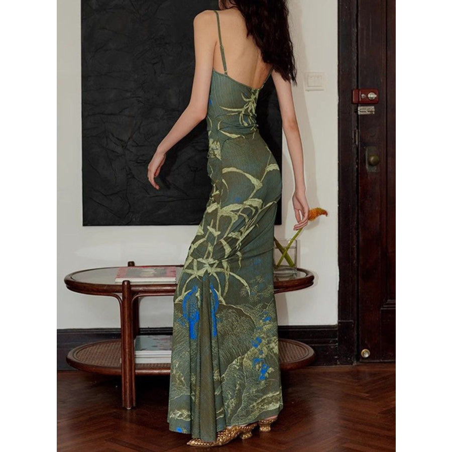 Printed Spaghetti Strap Maxi Dress Apparel and Accessories