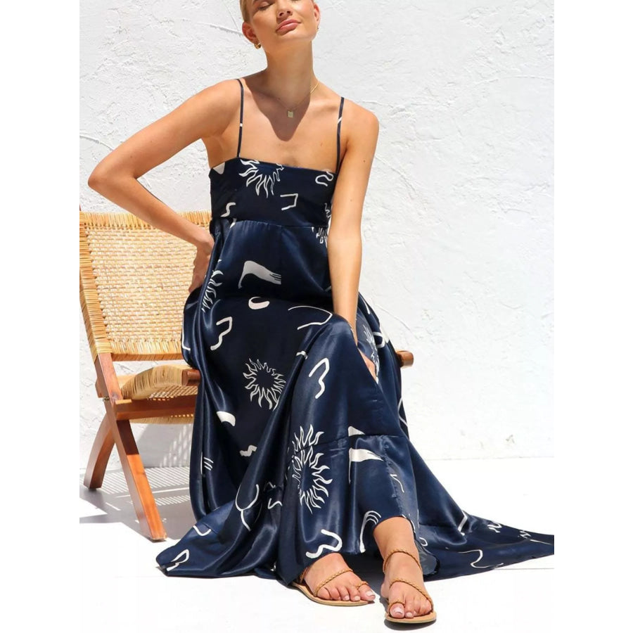 Printed Spaghetti Strap Maxi Dress Apparel and Accessories