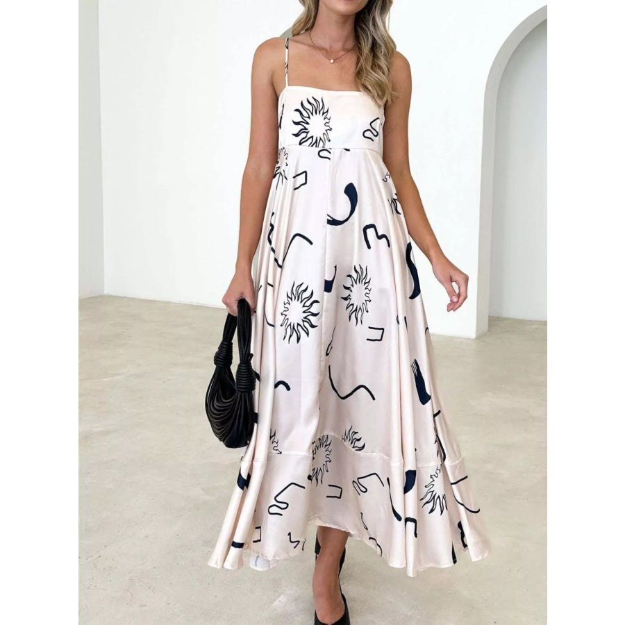 Printed Spaghetti Strap Maxi Dress Apparel and Accessories