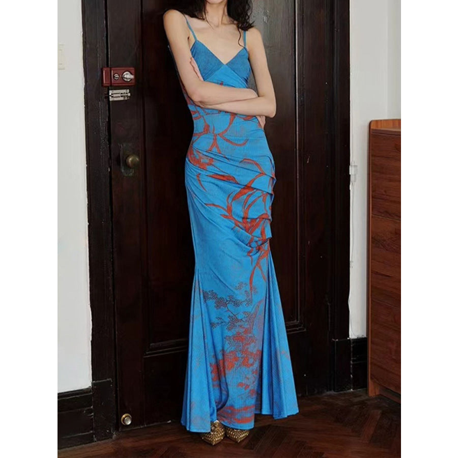 Printed Spaghetti Strap Maxi Dress Apparel and Accessories