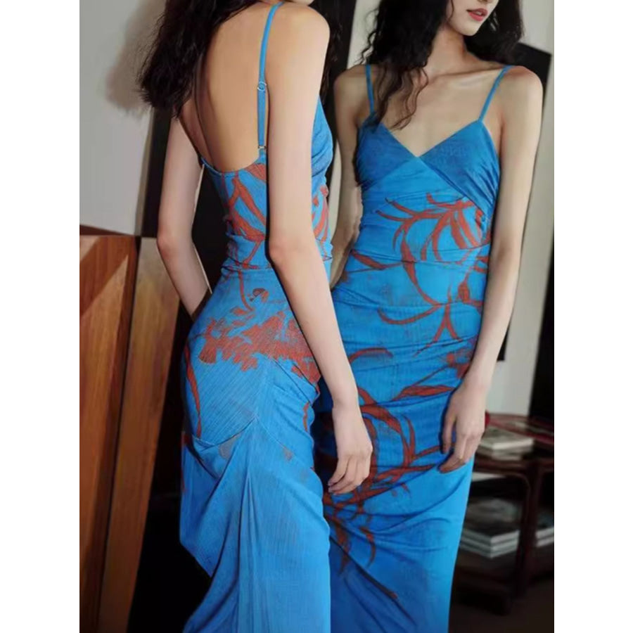 Printed Spaghetti Strap Maxi Dress Apparel and Accessories