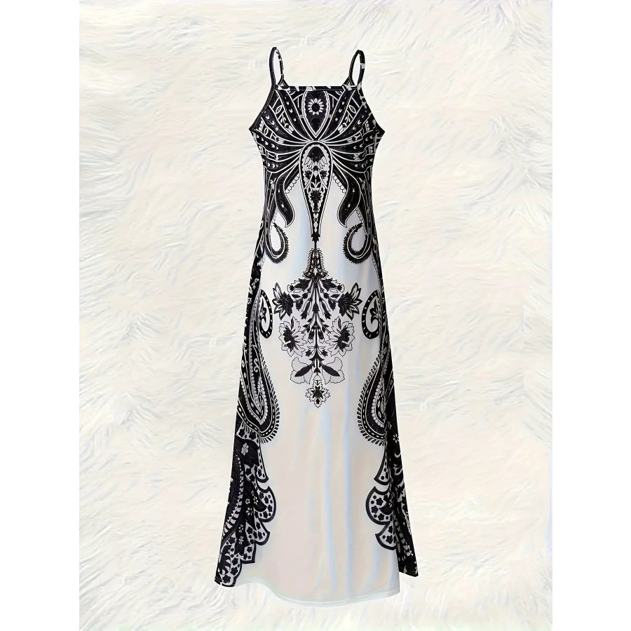 Printed Spaghetti Strap Maxi Dress Apparel and Accessories