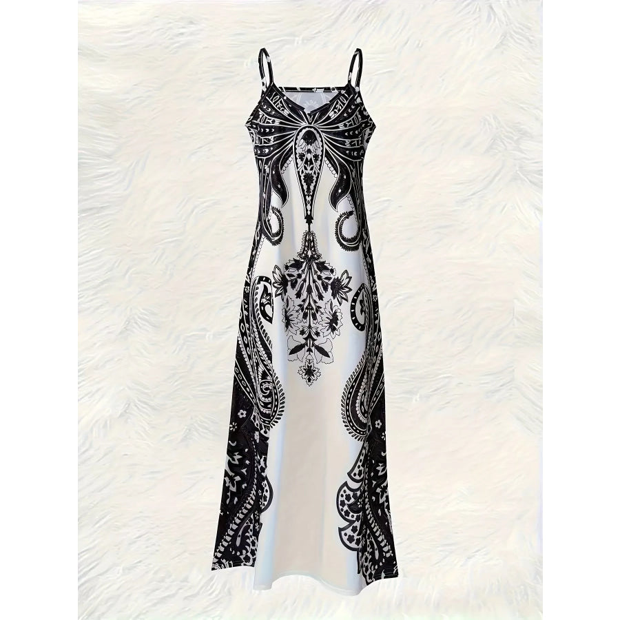 Printed Spaghetti Strap Maxi Dress Apparel and Accessories