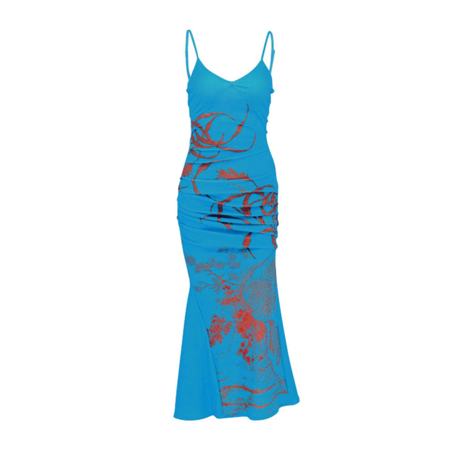 Printed Spaghetti Strap Maxi Dress Apparel and Accessories