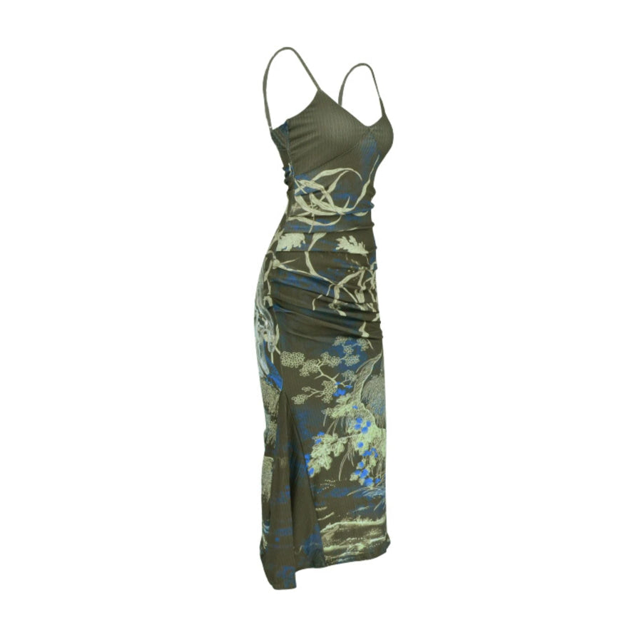 Printed Spaghetti Strap Maxi Dress Apparel and Accessories