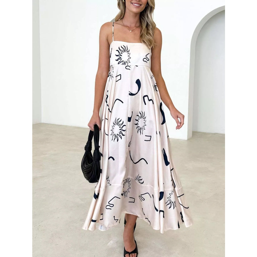 Printed Spaghetti Strap Maxi Dress Apparel and Accessories