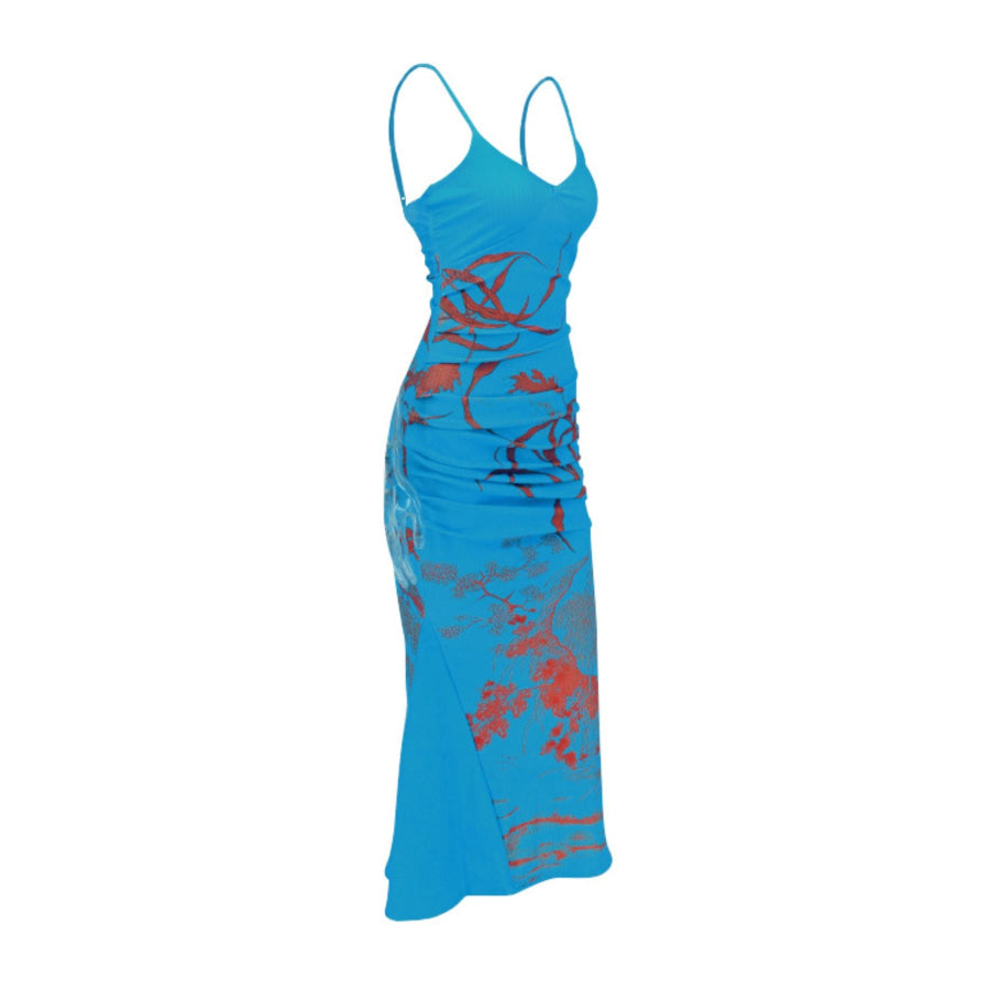 Printed Spaghetti Strap Maxi Dress Apparel and Accessories