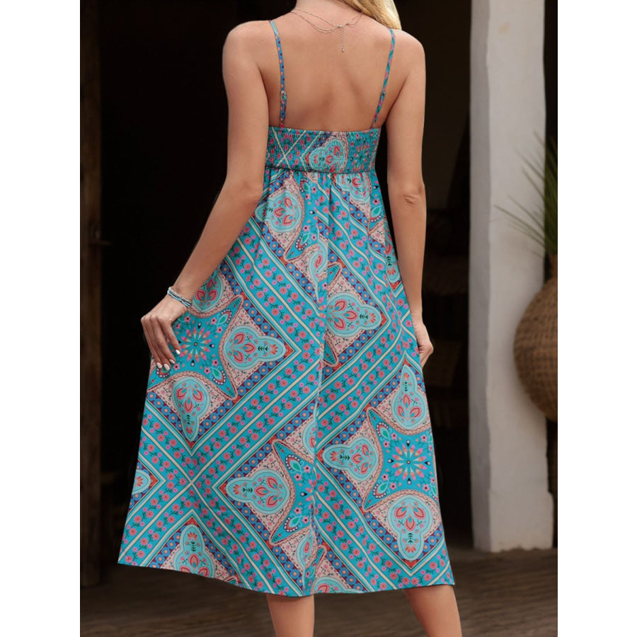 Printed Spaghetti Strap Midi Dress Apparel and Accessories