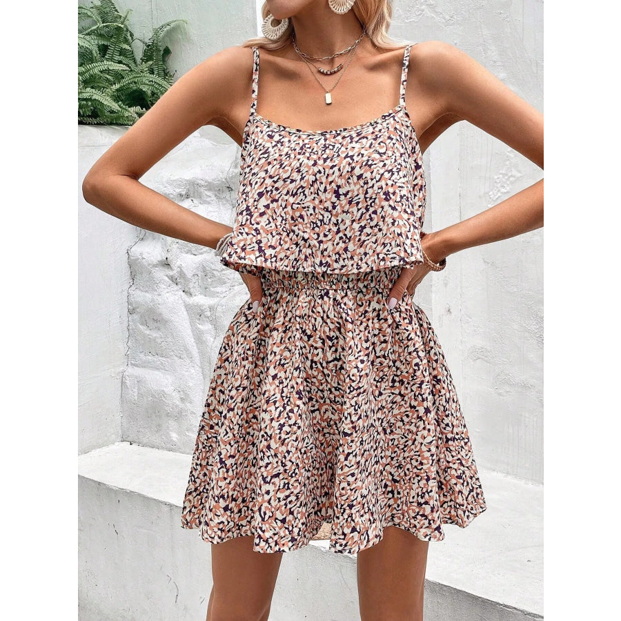 Printed Spaghetti Strap Romper Apparel and Accessories