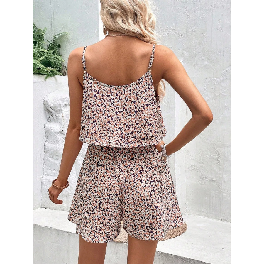 Printed Spaghetti Strap Romper Apparel and Accessories