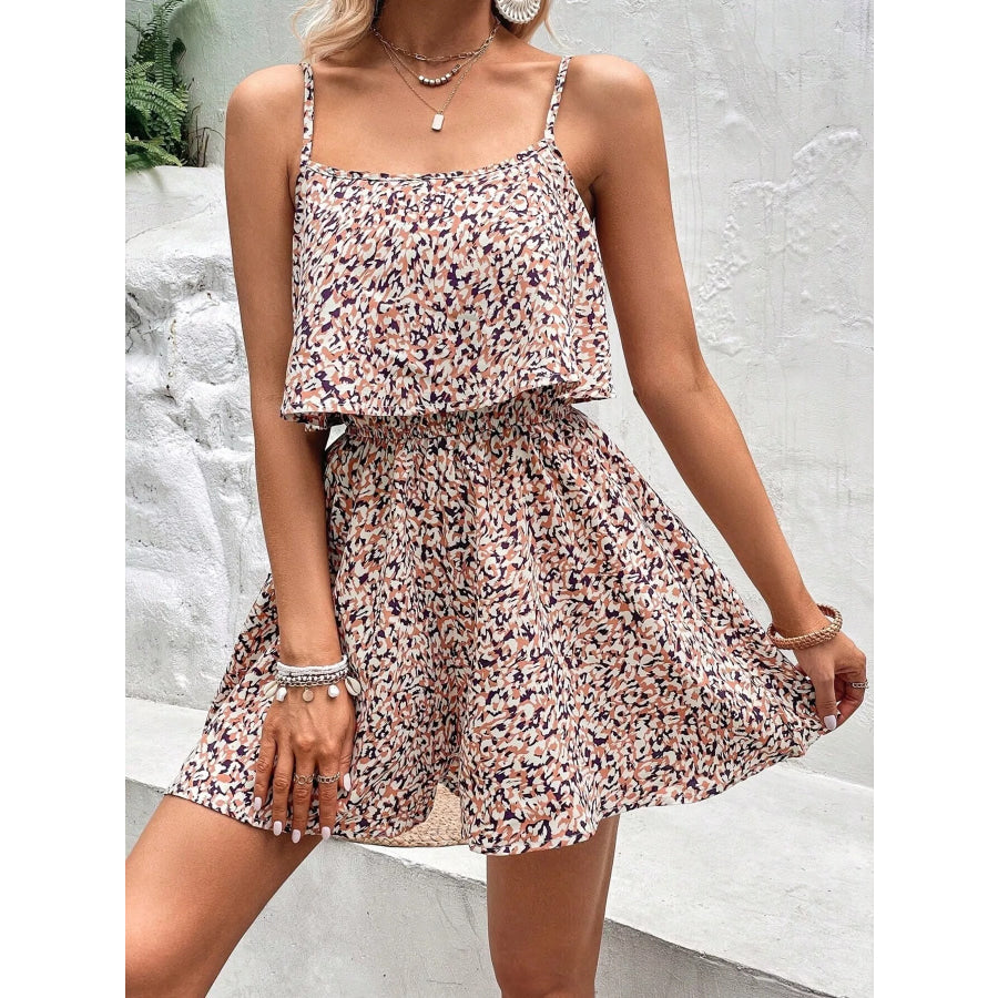 Printed Spaghetti Strap Romper Apparel and Accessories