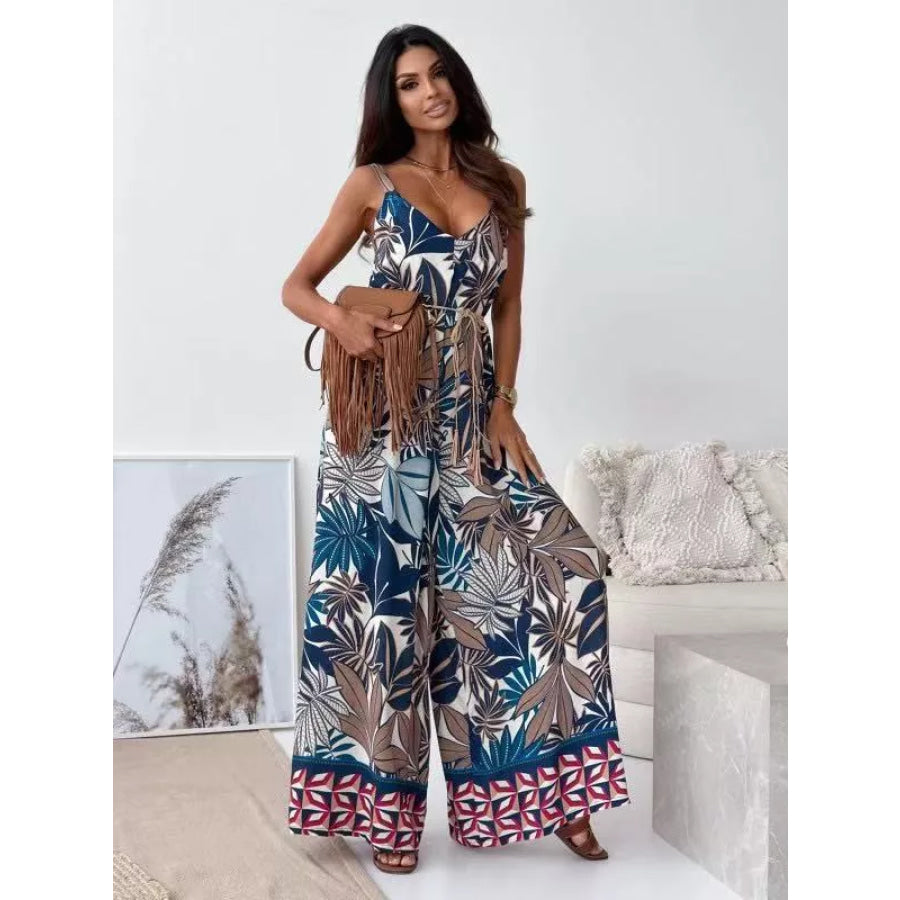 Printed Spaghetti Strap Wide-Leg Jumpsuit Apparel and Accessories