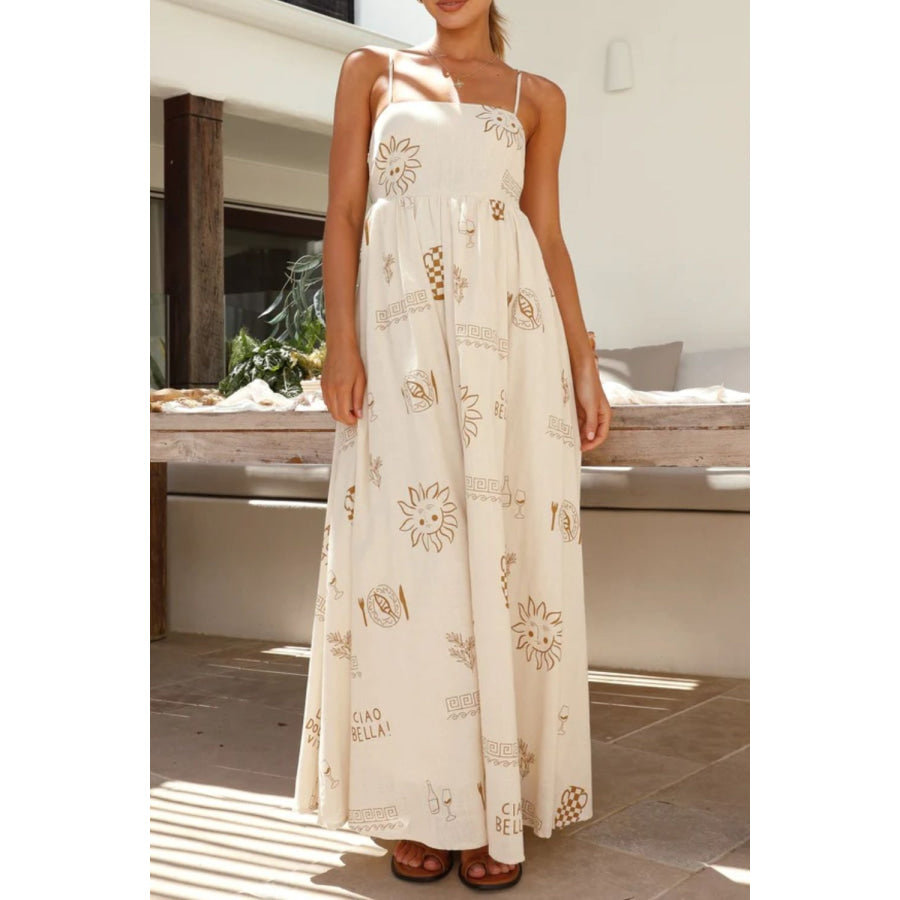 Printed Square Neck Maxi Cami Dress Apparel and Accessories