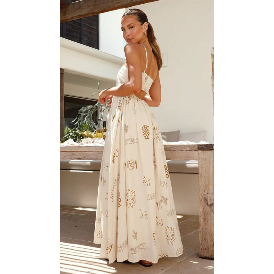Printed Square Neck Maxi Cami Dress Apparel and Accessories