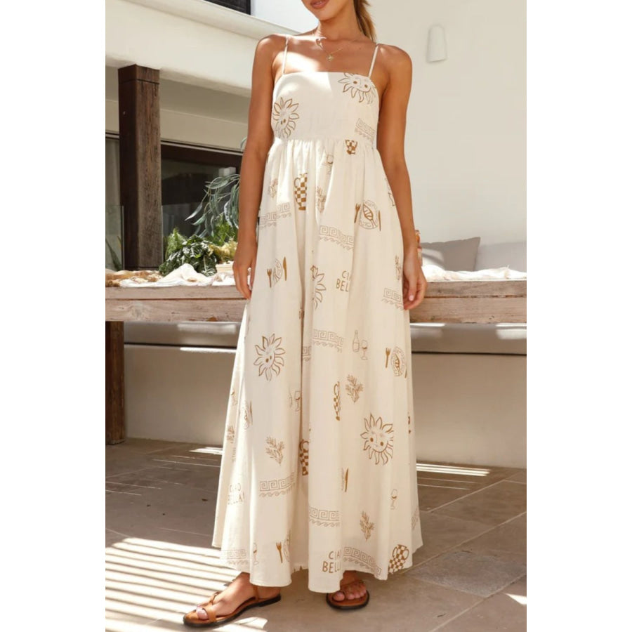 Printed Square Neck Maxi Cami Dress Apparel and Accessories