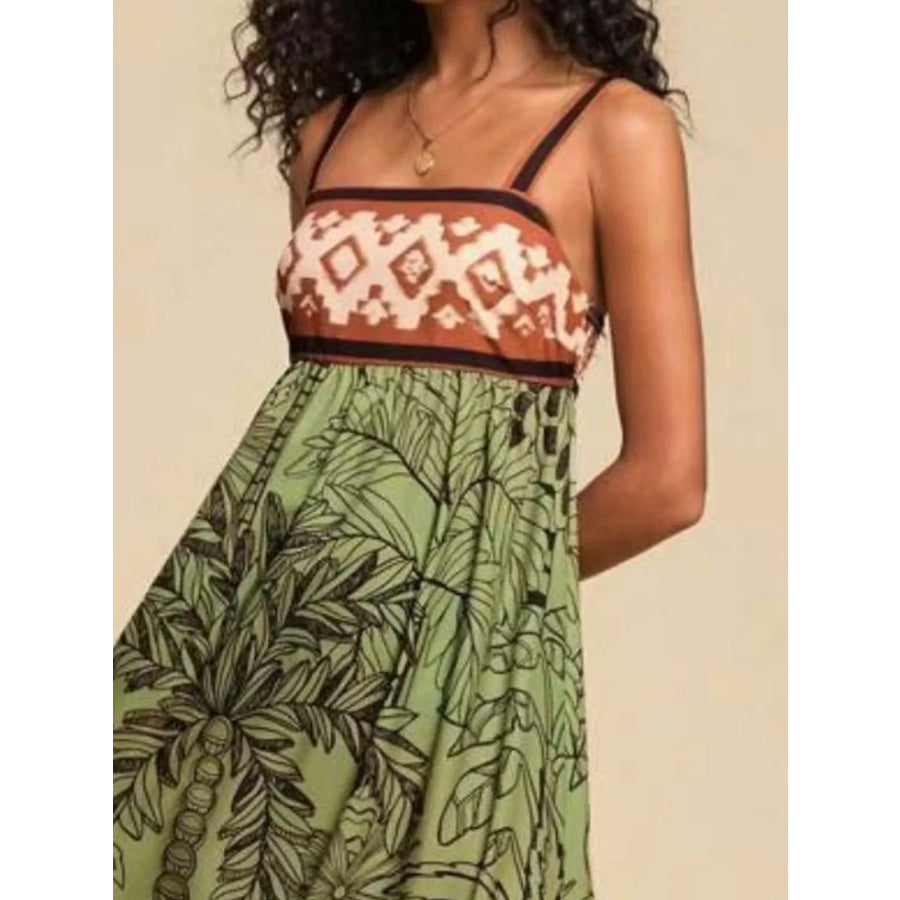 Printed Square Neck Maxi Dress Apparel and Accessories