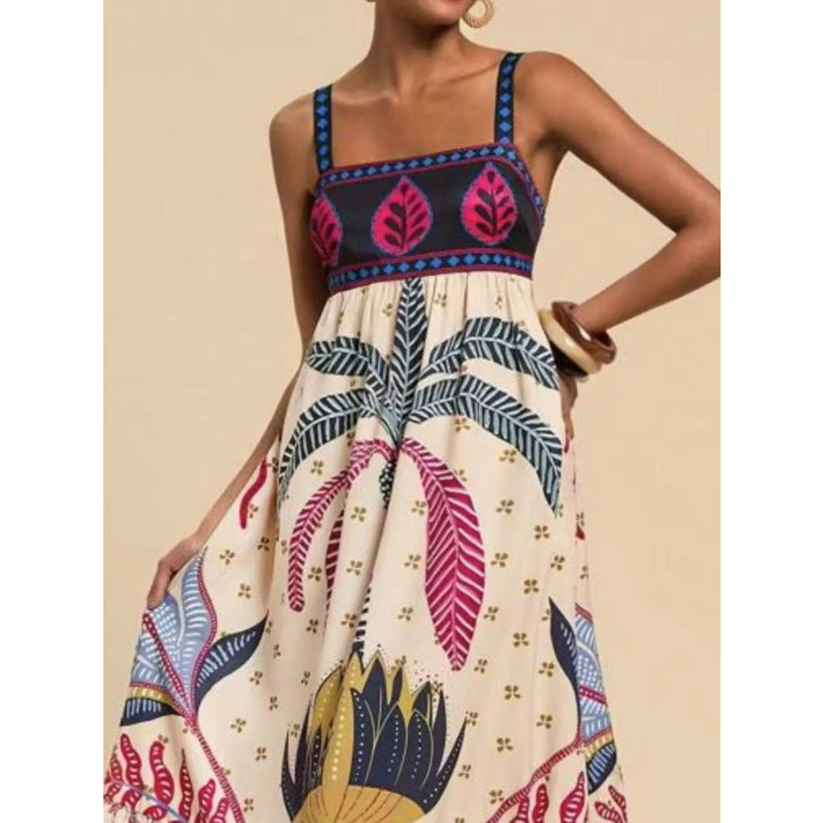 Printed Square Neck Maxi Dress Apparel and Accessories