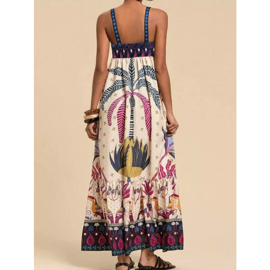 Printed Square Neck Maxi Dress Apparel and Accessories