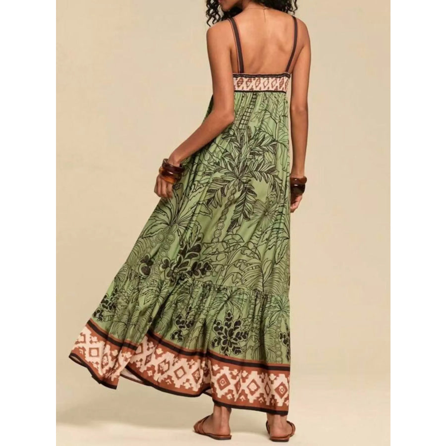 Printed Square Neck Maxi Dress Apparel and Accessories