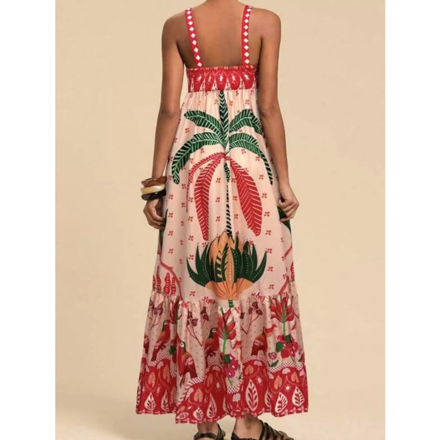 Printed Square Neck Maxi Dress Apparel and Accessories