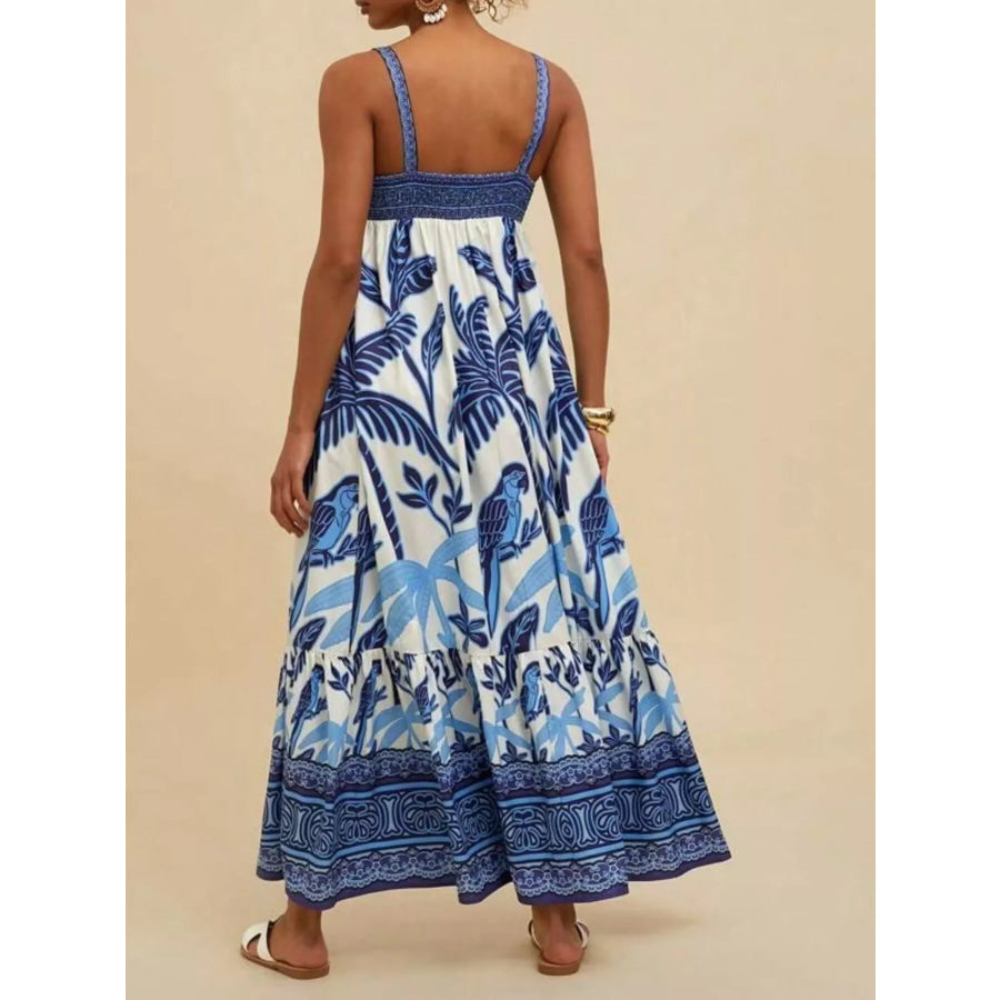 Printed Square Neck Maxi Dress Apparel and Accessories