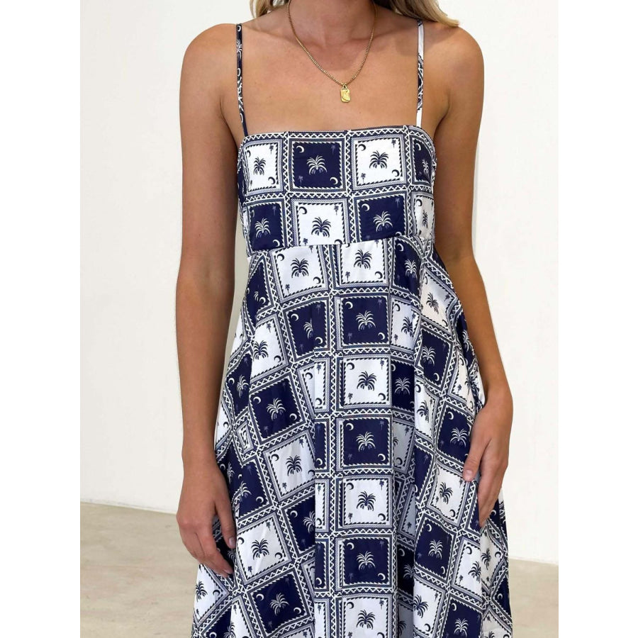 Printed Square Neck Midi Cami Dress Apparel and Accessories