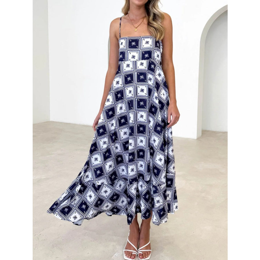 Printed Square Neck Midi Cami Dress Apparel and Accessories